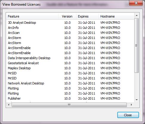 7. The machines which borrowed your licenses are listed. Note the Hostname column.
