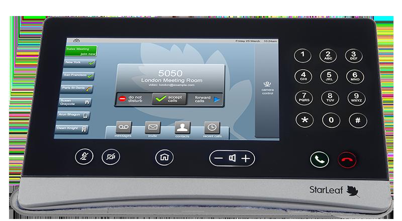 the room system. Through the touchscreen controller, you can access the directory and contacts.