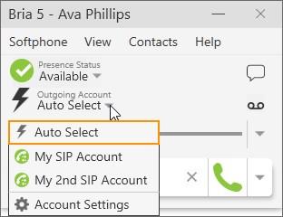 Configuring Bria 5 Accounts SIP accounts If the user selects the account to use when making calls or if the user has only one SIP account, dial plans can still be used to transform the phone number.
