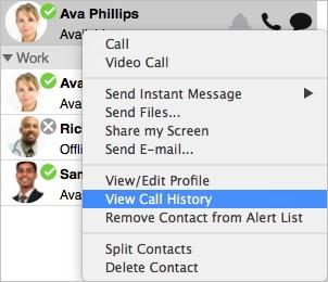 or CONTROL+Click (Mac) on a contact or favorite and select