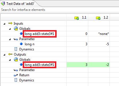 (Because state3 is not visible outside add3(), there could be another local variable with the name "state3" in another function. If this variable is also made visible by TESSY, conflicts could occur.