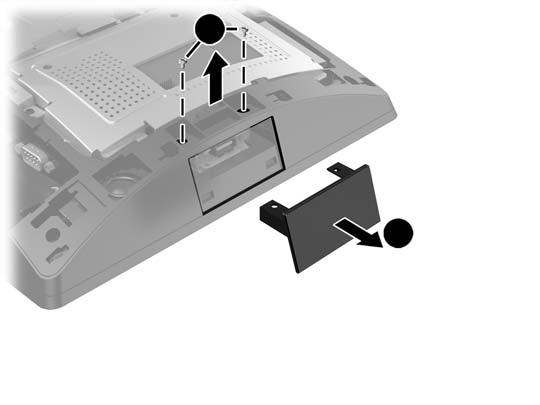 4. Press the two rear cover latches outward (1). Slide the rear cover up, and then lift it off the display head (2). 5.