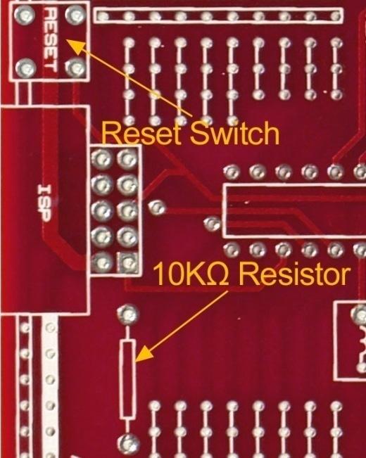 Figure 4. Pull-up resistor and reset switch 2.3. ISP Port The ISP connector allows you to load firmware onto the microcontroller.