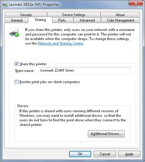 Devices and Connections Lesson 2 You can clear the Share this printer check box at any time to stop sharing the printer.