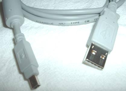 Note the two different connectors. Other types of USB connectors are available for small devices. These mini-connectors are commonly found on digital cameras and sound recorders.