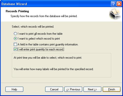 When all required fields have been selected, click Next If you want to print, for example, all selected records at once, then select I want to print all records from the table.