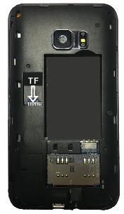 Insert the T-Flash Memory Card into the TF card slot, shown in the image below, and make sure the contacts are facing downwards. Please do not scratch or bend the contacts on the card.