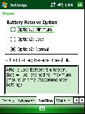 2-12 MC55 User Guide Figure 2-7 RunTime Tab 3. Select one of the Battery Reserve Options. Option 1: Minimum - After a low battery shutdown, data will be retained for minimum amount of time.
