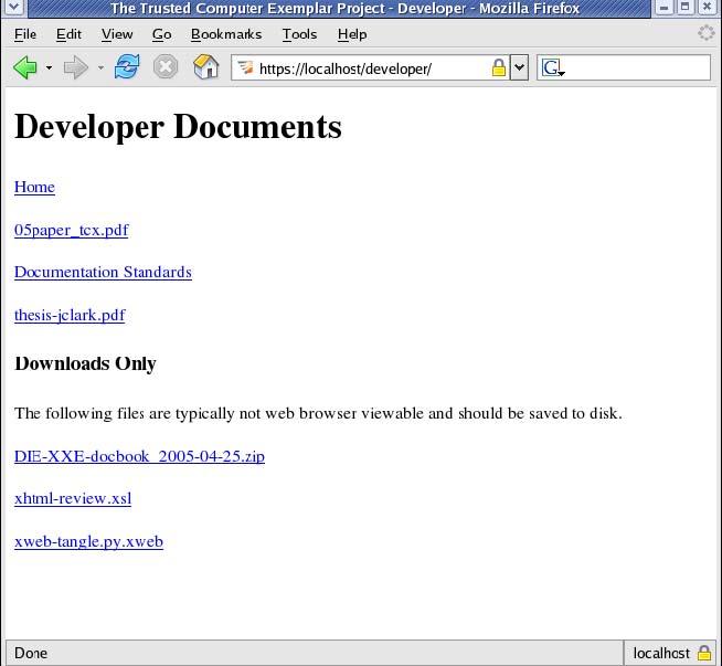 E. Developer Web Content The following screen capture shows the test