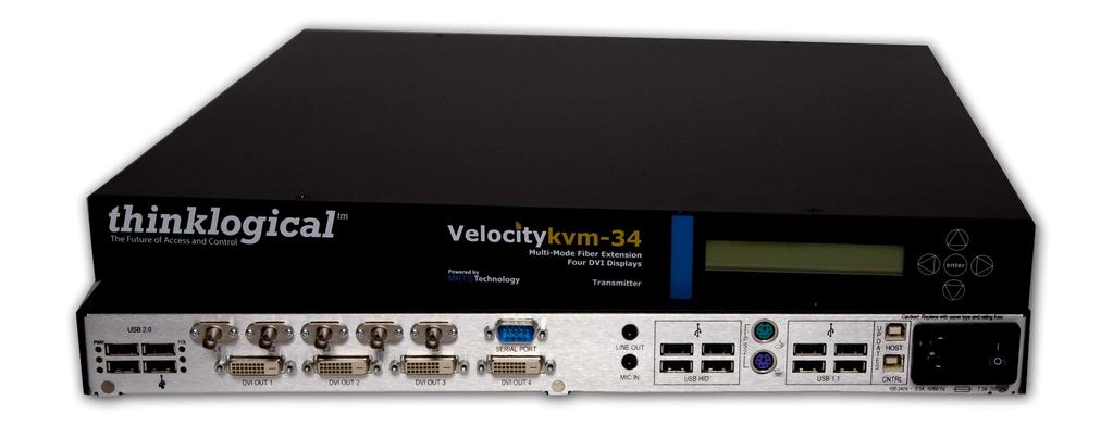 Velocitykvm Powered by MRTS Technology KVM Extension System -34 Four Single-Link DVI Displays Extension Options Include: USB 1.1 USB 1.1 with Ethernet Network Extension USB 1.1 and USB 2.0 USB 1.