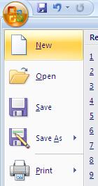 Opening, Saving, and Printing The major change in Word is the ribbon toolbar. The File menu has been replaced with a button.