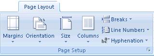 Page Setup From the Page Layout tab or in Print Preview you can change page setup options such as your margins, page orientation or paper size. Margins 1.