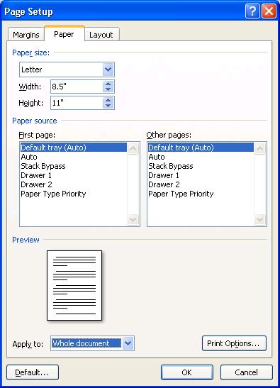 Letter size is the default, or you can choose other paper sizes, such as legal. 2.