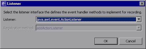 Chapter 6: Learning to Support a Simple Control Perform the following: a. Click Add to add the ActionListener. The Listener dialog box opens. b. If it is not already selected, select java.awt.event.