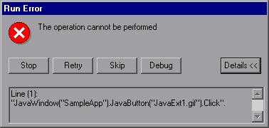 Chapter 6: Learning to Support a Simple Control Functional Testing User Guide. The ImageButton is recognized as a JavaButton item (note the icon used) named JavaExt1.gif.