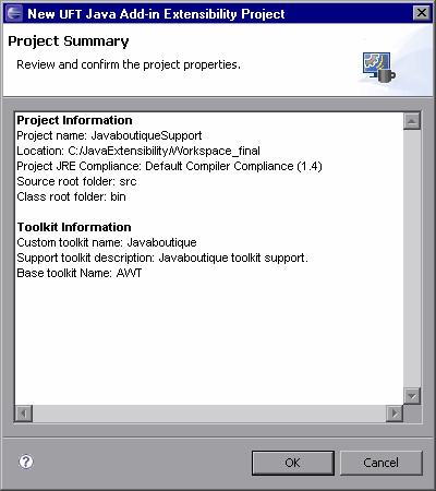 Chapter 8: Learning to Support a Complex Control 4. View the Project Summary wizard screen. Review the details of the project and click OK.