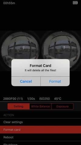 SD Cards Format Tap the Setting button and select Format card, there will be a pop-up window to confirm the