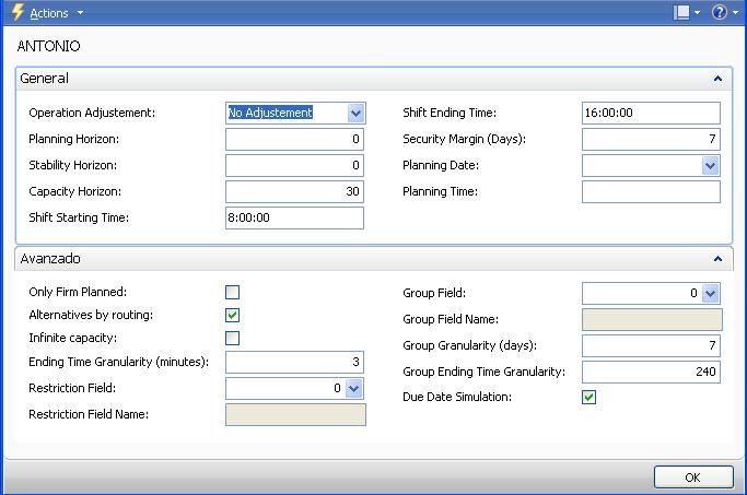FCS user manual 16 In role tailored client: The meaning of each of the parameters is: Planner FCS supports several concurrent planners, each one planning a work center group.
