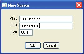 Enter the name of the server computer in the Host field and make sure the Port value is 6611. Click Add.