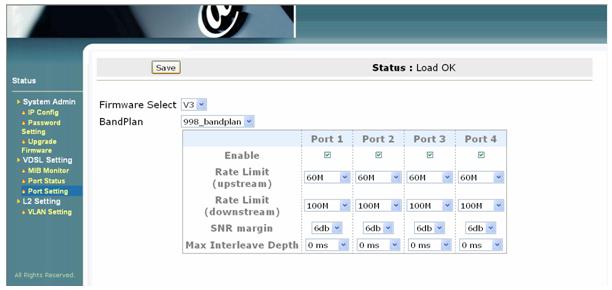 Port Setting User can configure fast/interleave mode,