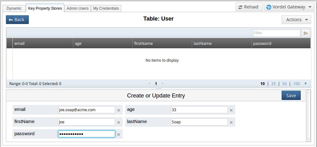 Select the Settings > Key Property Stores tab. 3. Select the Samples > User table. 4.