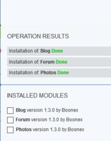 If you install a module, it s up to you to learn how to use it. I ve chosen Blogs Forum Photos. Click the Install button at the bottom of the list.