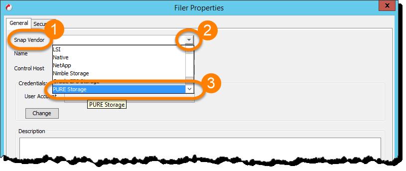 3. After clicking Add in Step 2 select the Snap Vendor dropdown and pick PURE Storage. Figure 9. Selecting PURE Storage for Snap Vendor. 4.