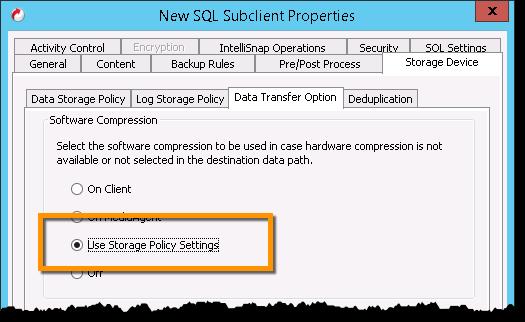 Click on the Storage Policy drop-down list and select the Pure Storage IntelliSnap policy that was created previously.