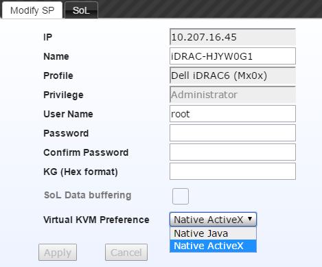 Figure 5.3 vkvm Preference To remove an SP: 1. From the sidebar, click Targets - SP Management, then click the Service Processors tab. 2.
