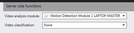 Server side functions The server side functions detect motion within the image, tampering attempts on the camera, and differences to a reference image.