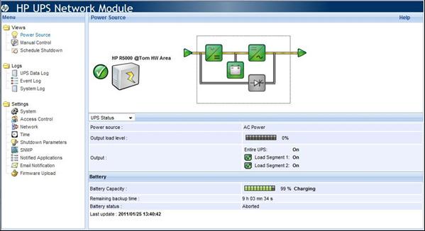 5. Click Sign In. The HP UPS Network Module web interface appears.