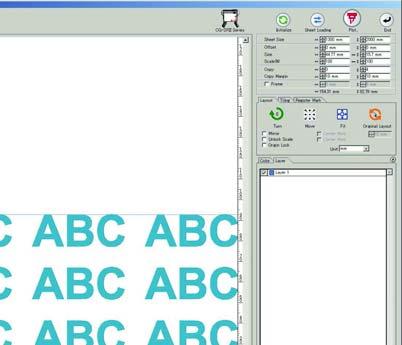Cutting an Object Multiple Times (Copy) To cut an object multiple times vertically and horizontally, use Copy. The following example shows how to cut ABC on A3-sized sheet.