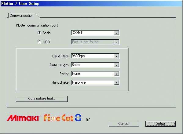 2 Select the communication port, and click [Setup].