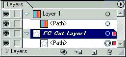 Outputting to RasterLink (CJV30/TPC/CJV300/CJV150 series) 3 [Move to the Cut Layer] button in the FineCut menu. 4 [OK] to set the path for cutting.