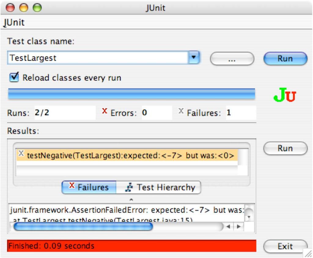unit testing - example JUnit (2) [Christian-Plessls-Computer:unittesting]$ make test javac -classpath 'junit.jar:.' Largest.java javac -classpath 'junit.jar:.' TestLargest.java java -classpath 'junit.