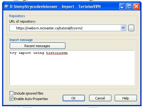 Import with TortoiseSVN Provide the