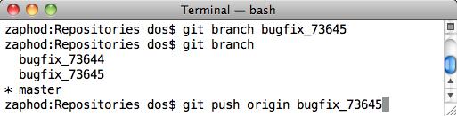 The default trunk is called master in Git All branches are local after creation Extremely fast, no network communication required Every developer s working copy is a