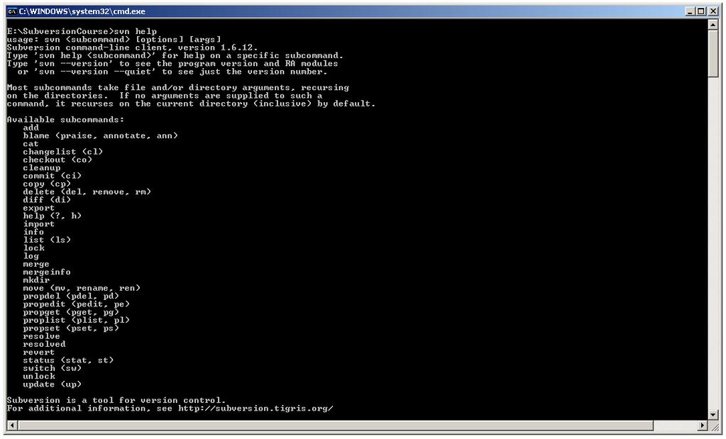 Subversion command-line tool Subversion is a command-line tool and requires some typing in