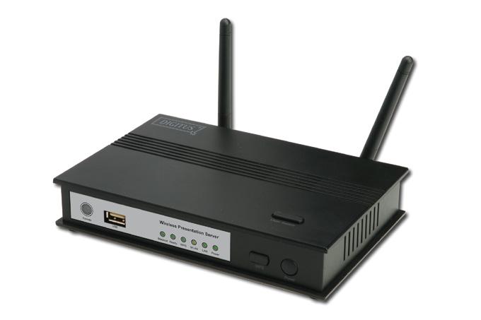 With the integrated access point you can transfer your presentations wireless in a user friendly way from your PC to a projector, TV, or monitor. The interfaces VGA or HDMI are supported.