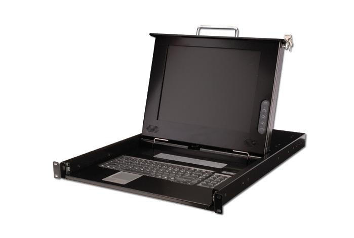 19" LCD-KVM consoles DIGITUS 19" console 15" TFT with 4-/8-/16-port KVM switch The DIGITUS TFT consoles with integrated KVM are a spacesaving and functional solution for a comfortable connection to