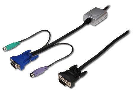 0m DIGITUS KVM cable PS/2 for DIGITUS KVM consoles Extra long connection cable length 10m for DIGITUS