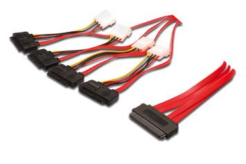 4x SATA 7-pin plug + 6-pin LED jack Molded housing SATA plugs with metal latch LED power