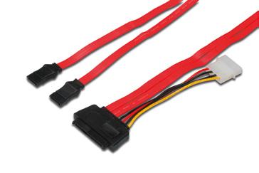 29-pin plug (SFF-8484) - 2x SATA 7-pin plug + 5,25" power plug Molded housing Color: red