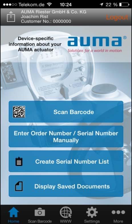 FURTHER COMMUNCATION OPTIONS - OFFLINE AUMA App (available via App Store or Play Store) Provides device specific information and documents by scanning the bar code of the