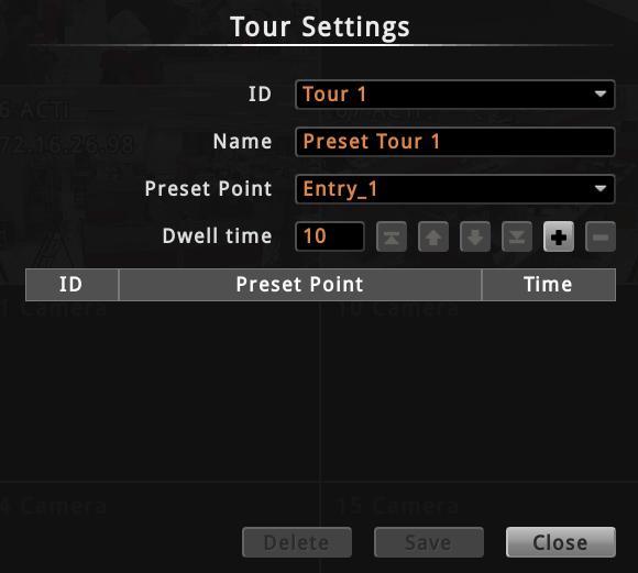 How to Create / Modify Tours To create tours, make sure one or more preset points have already been created.