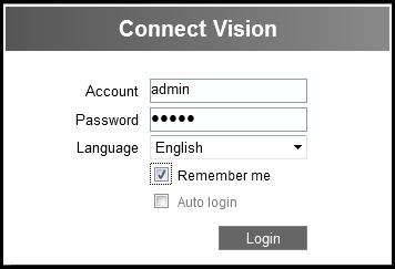 The Login Screen When logging in for the first time or after a firmware upgrade, users will be prompted to install required ActiveX components.