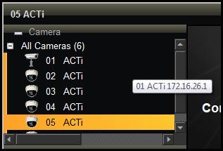 Detail: Click to list the cameras with details such as IP address and camera model.