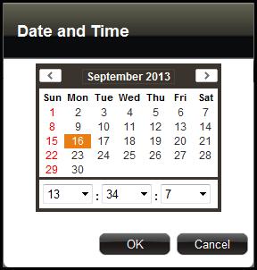 3. Modify the date and time. 1 2 2 3 4 Item Description 1 Month and Year Select the month and year from the box. 2 Scroll Icons Click to view the calendar of the previous or the next month.