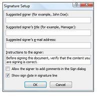Create a signature line in Word or Excel 1. In the document or worksheet, place your pointer where you want to create a signature line. 2.