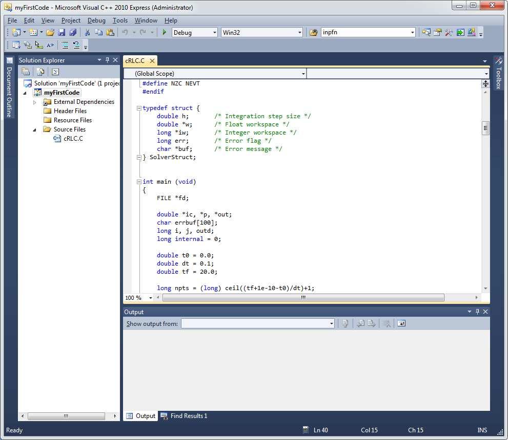 9 Add a main() function to the code Now return to the source code in Visual Studio.